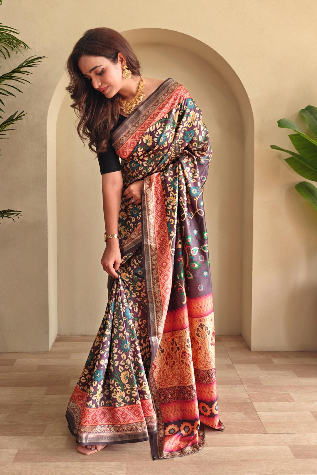 Kalamkari Ki Kahani Fancy Silk Saree