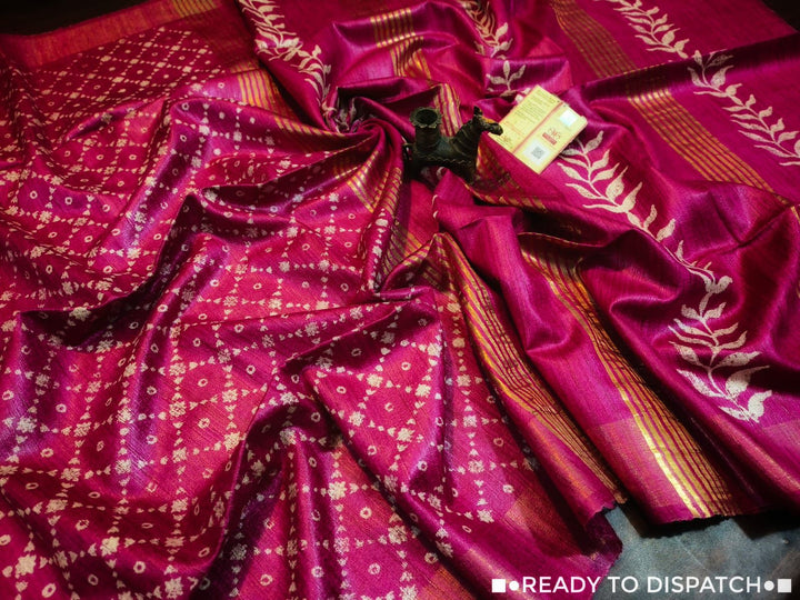 Golden Wand Ghicha Tussar Silk Saree