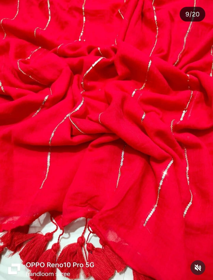Neel Diganta Mul Cotton Red Saree