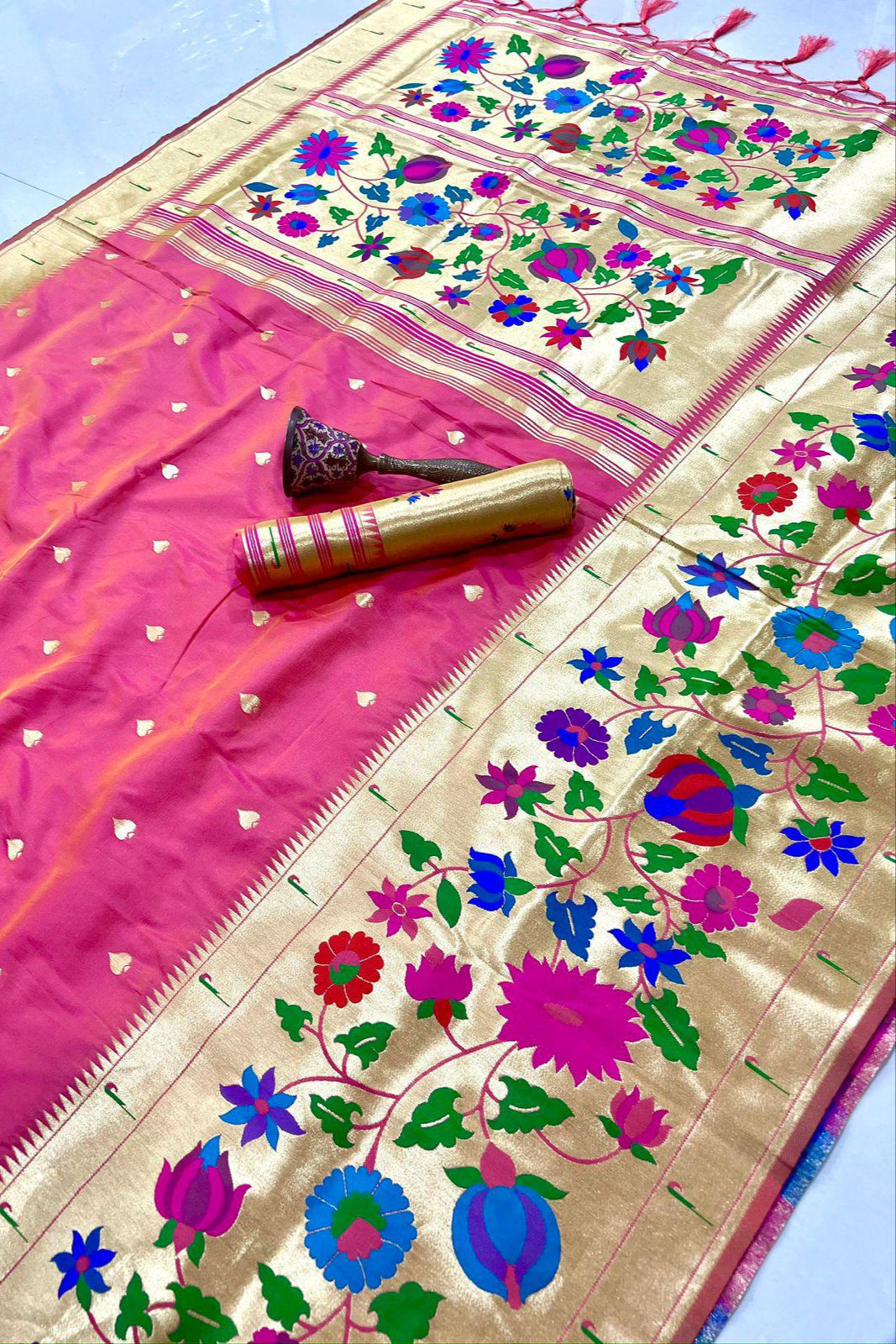 Moon’s memory Paithani Pink Silk Saree