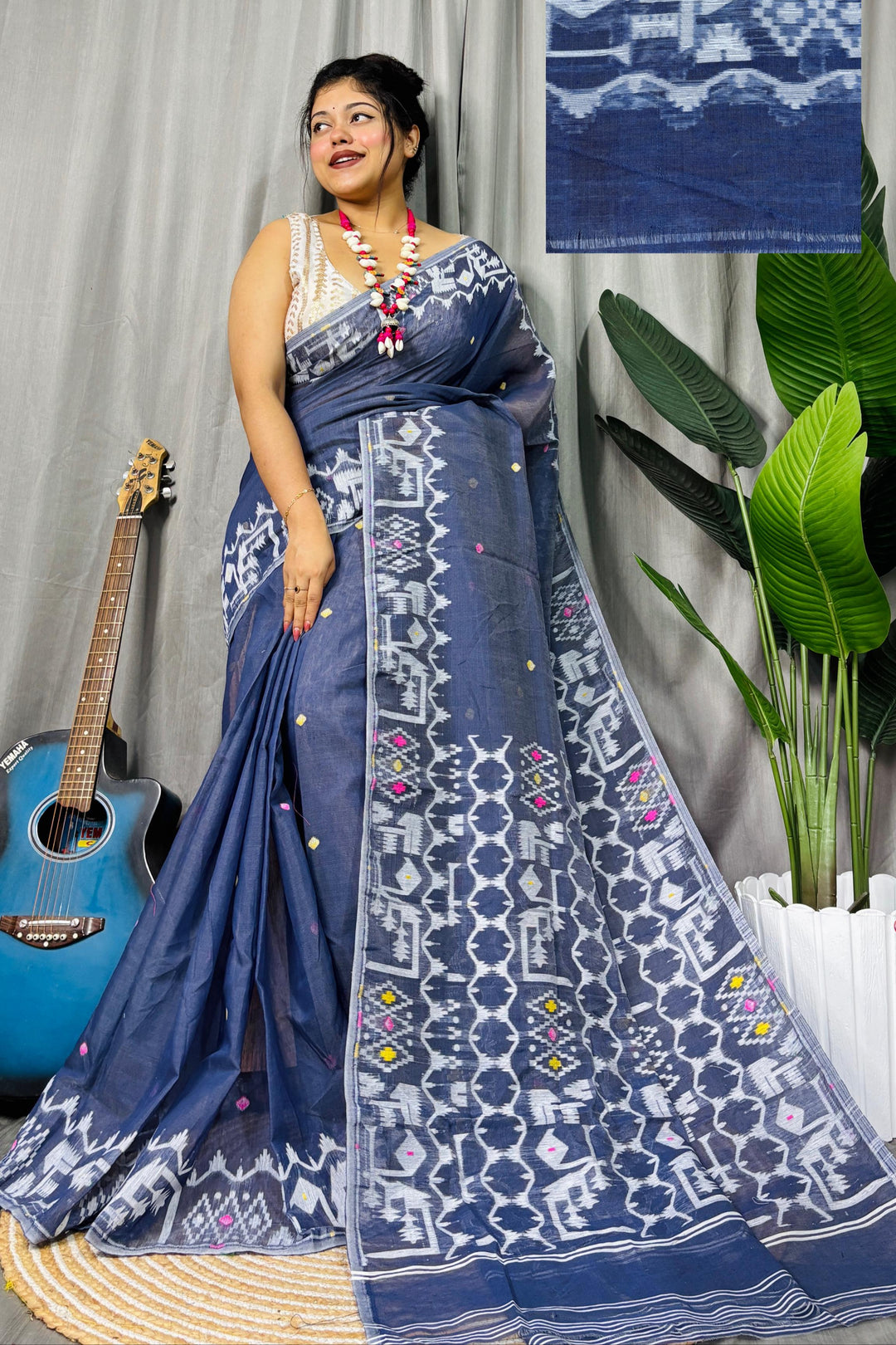 Bristir Rong Dhakai Jamdani Saree