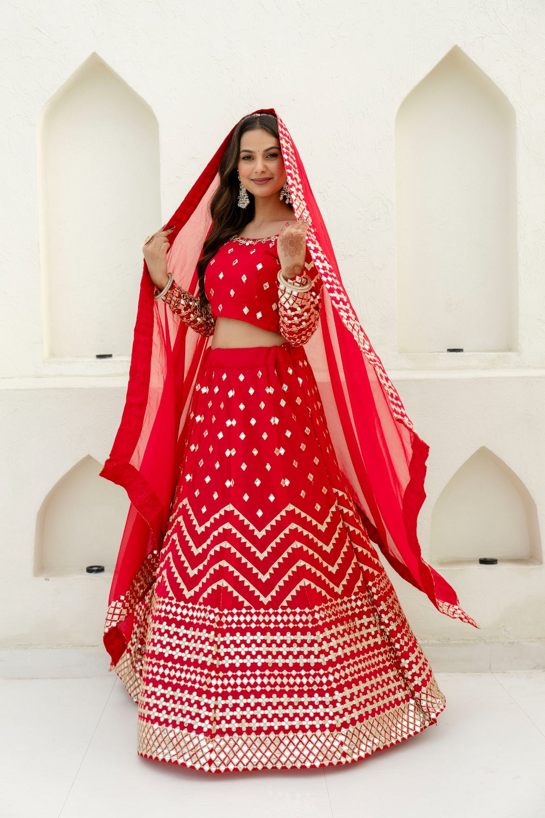 Blush March  Red Georgette Lehenga