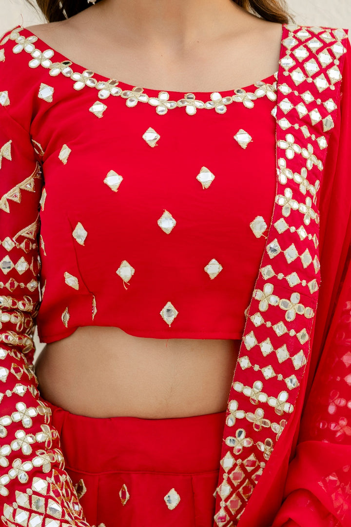 Blush March  Red Georgette Lehenga