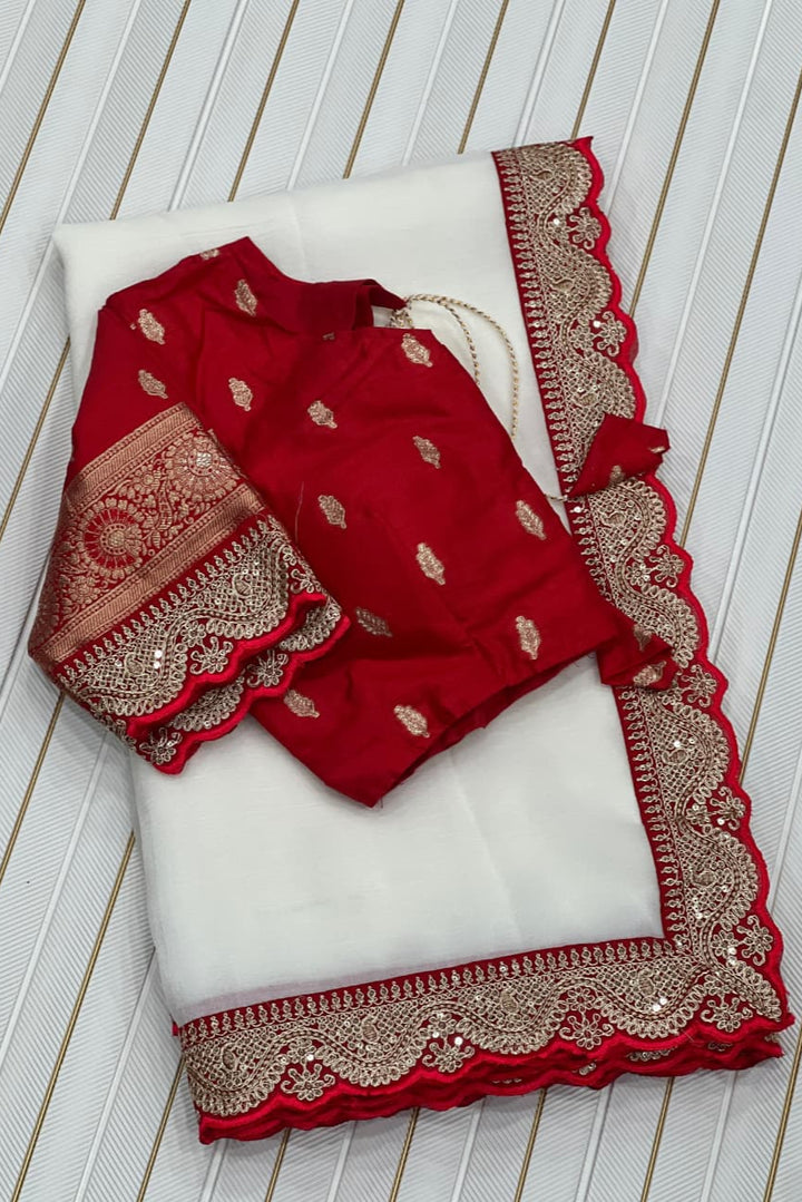 Story of White Bloom Fancy Chiffon Saree