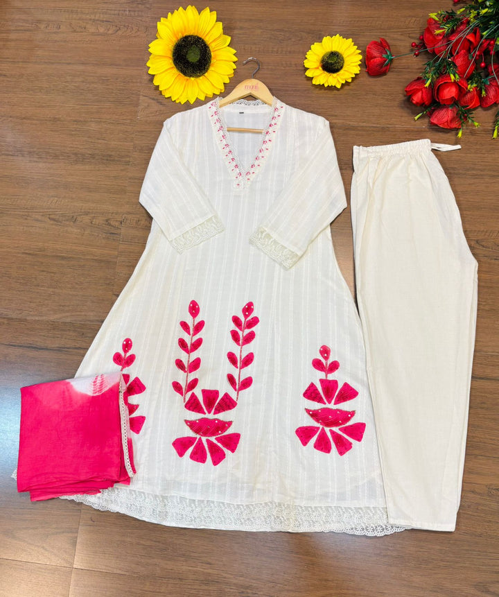 White Wings- Cotton Kurti Set