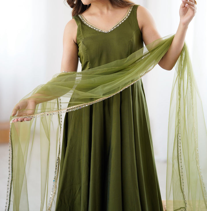 Soul in Shine Chanderi Silk Gown Set