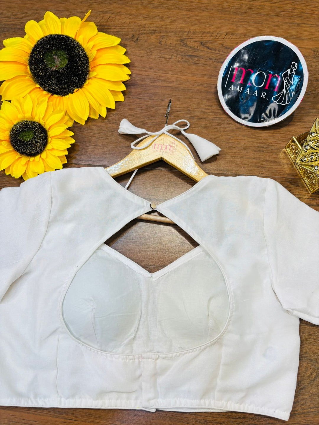 White Masaba Style Vichitra Silk Blouse