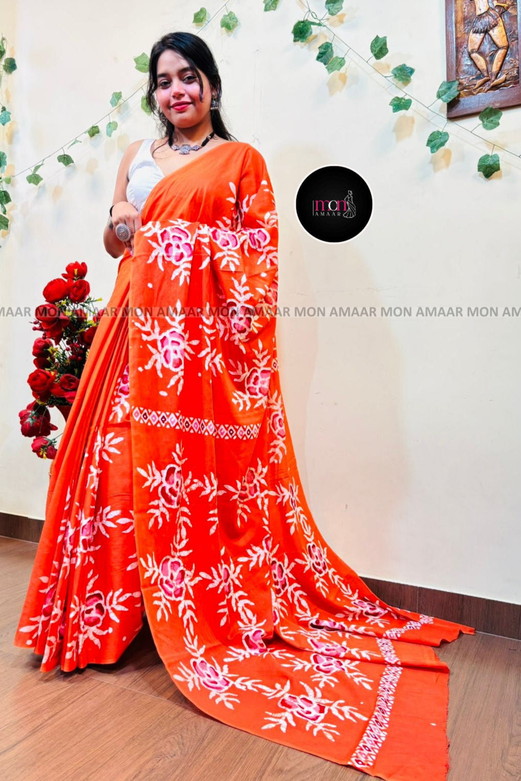 Bonolata- Batik Print Cotton Saree