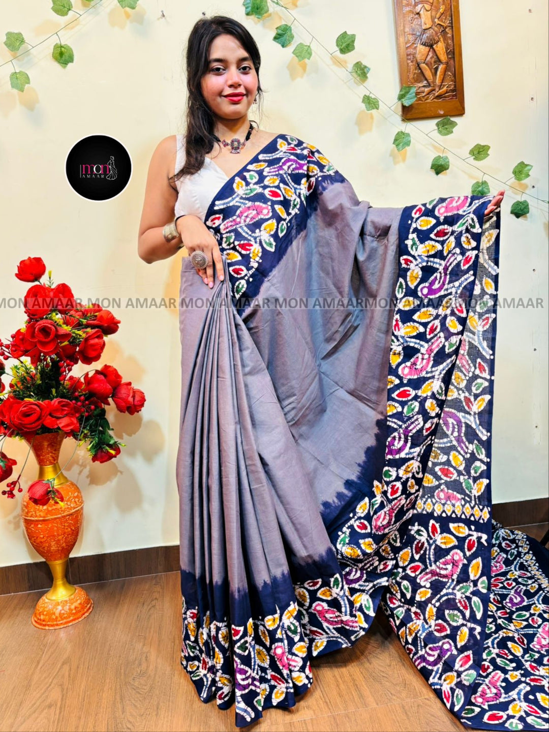 Aalpona- Handloom Mul Cotton Saree