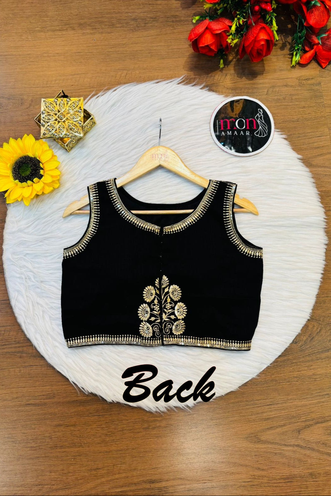 Black Vichitra Silk Blouse