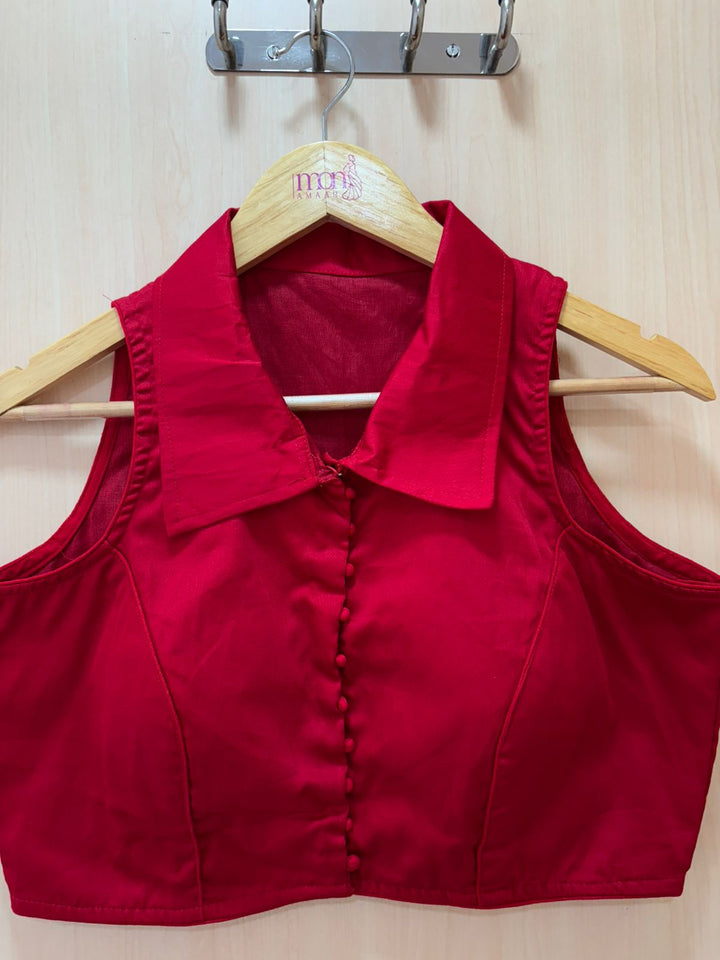 Swarna Kanya Red Cotton Blouse