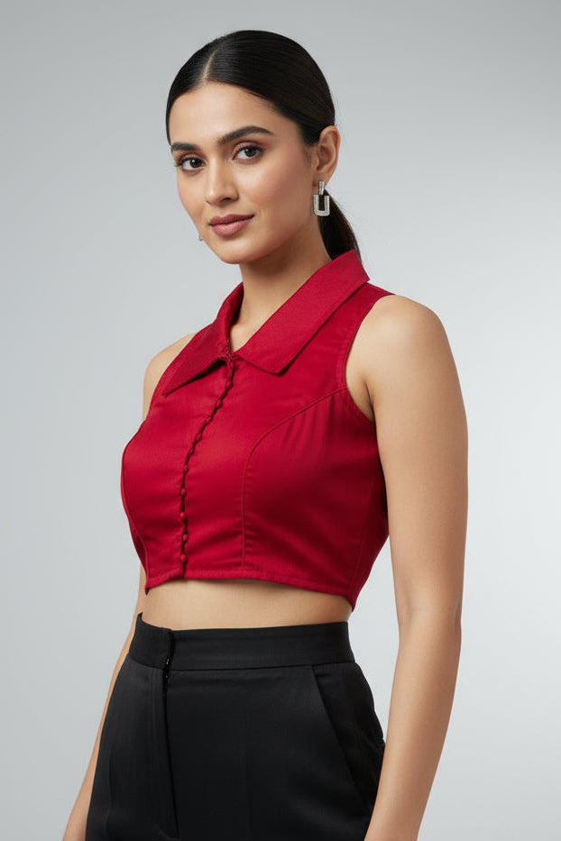Swarna Kanya Red Cotton Blouse