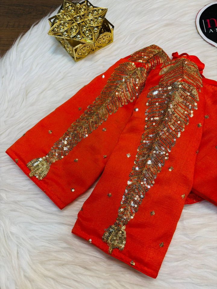 Orange Royale Vichitra Silk Blouse
