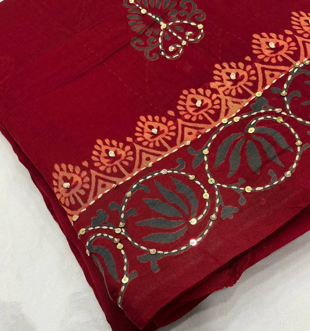 Red Sindoor Chanderi Cotton Saree