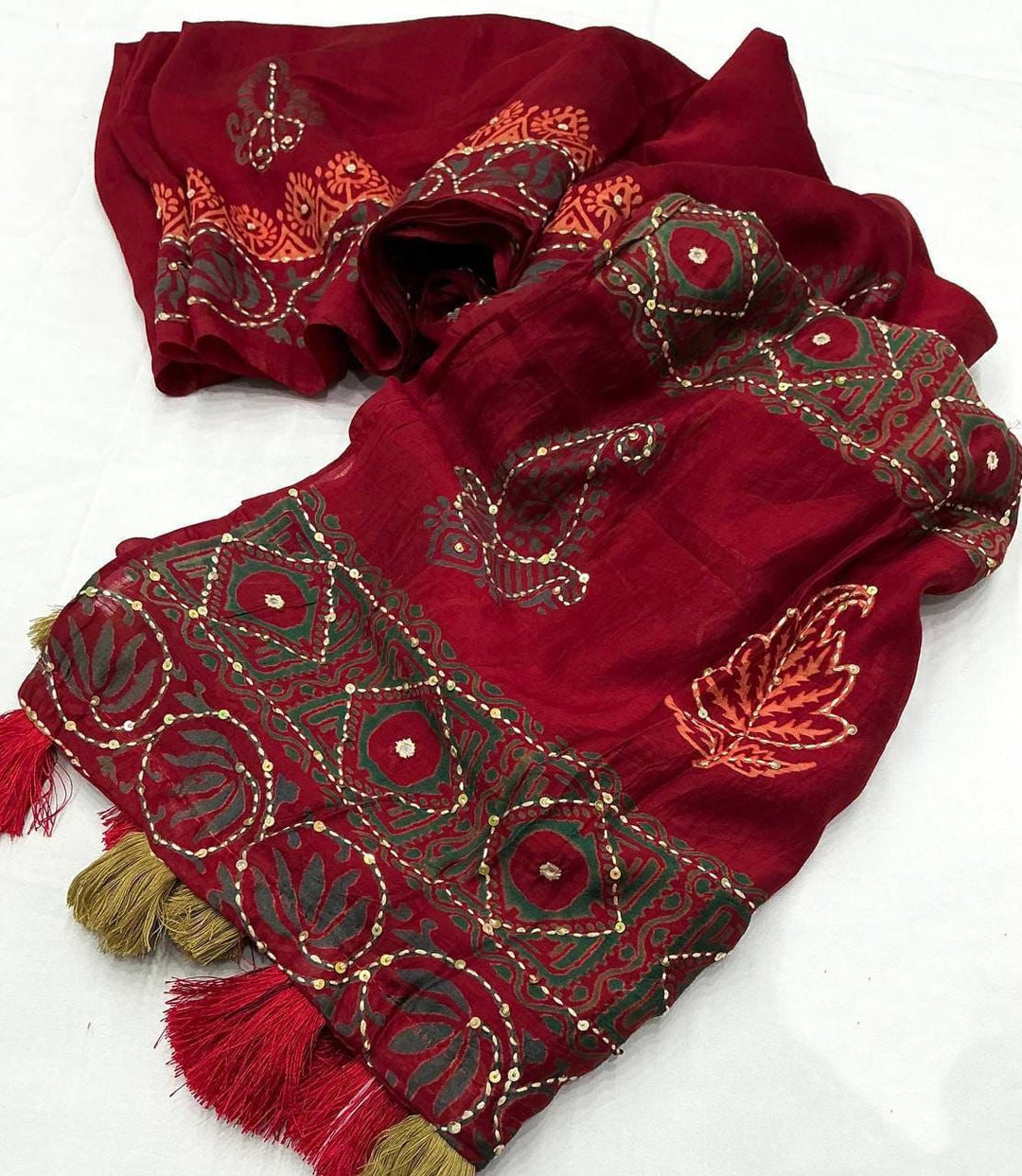 Red Sindoor Chanderi Cotton Saree