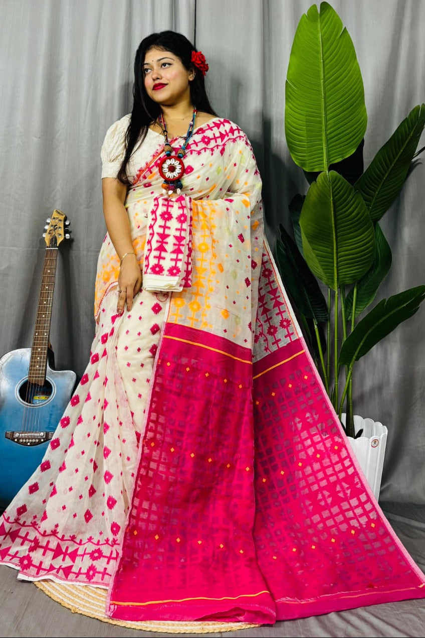 Ganga Jamuna Special Dhakai Jamdani Saree
