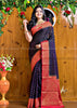 Charismatic Blue Red Semi Georgette Banarasi Saree