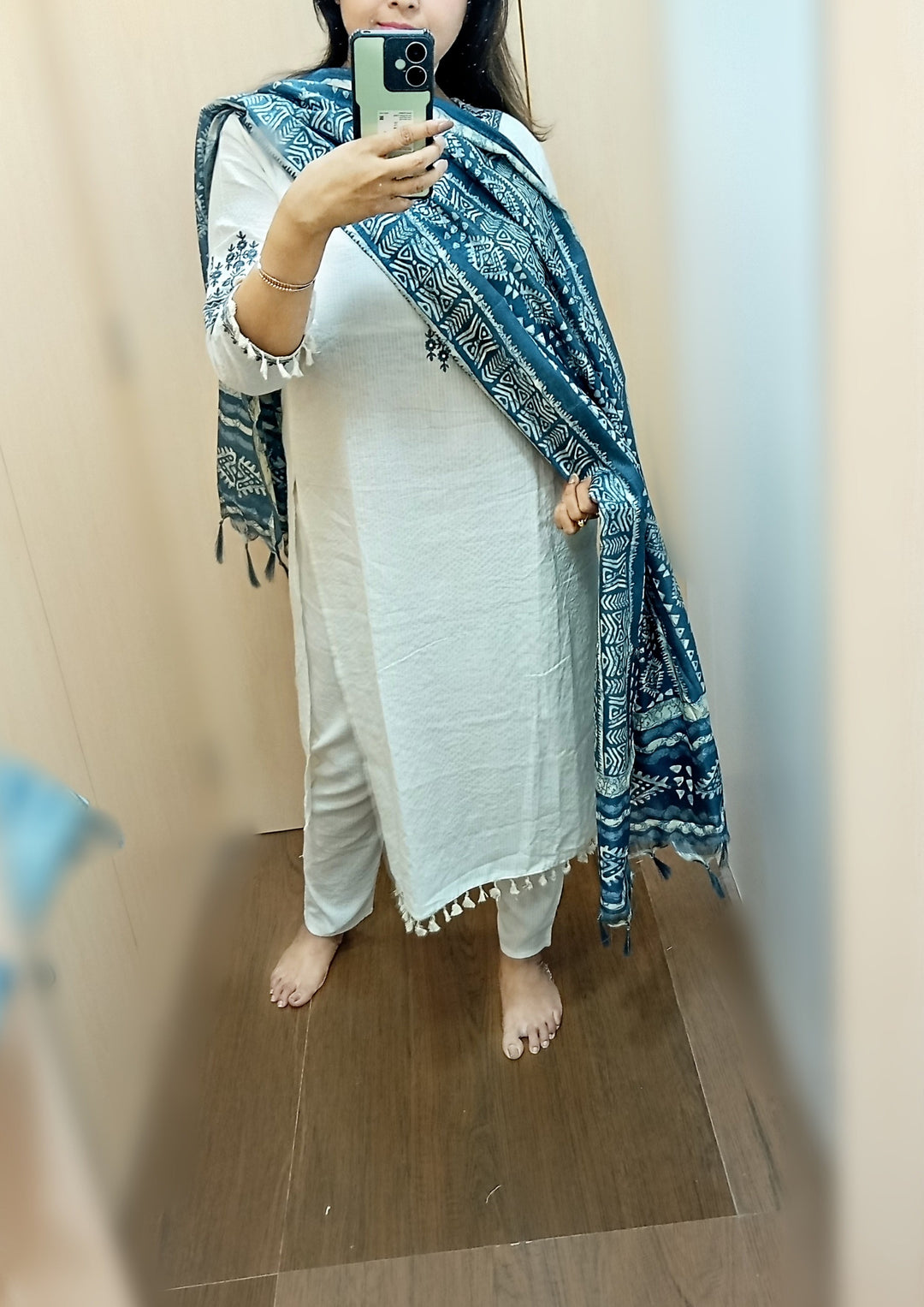 White Story Cotton Kurti Set