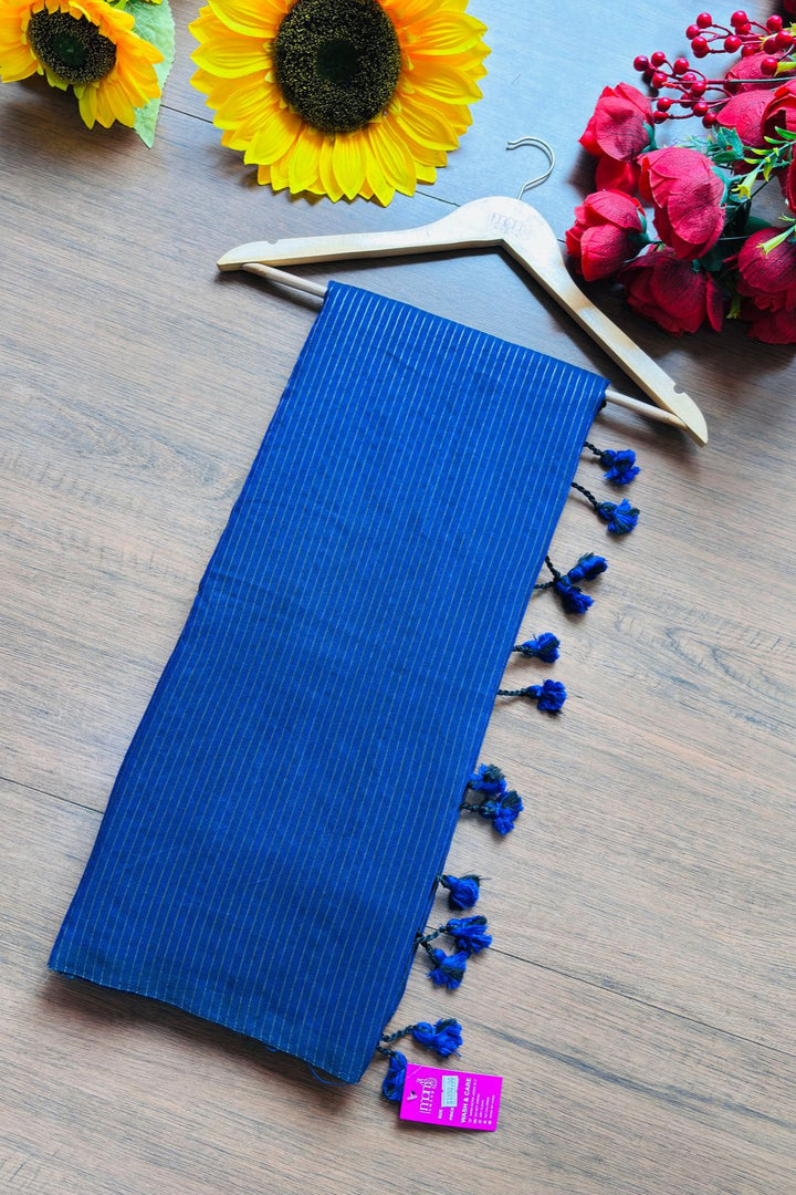 Wisley Crafted -Blue Bengal Stripe Khadi Cotton Saree