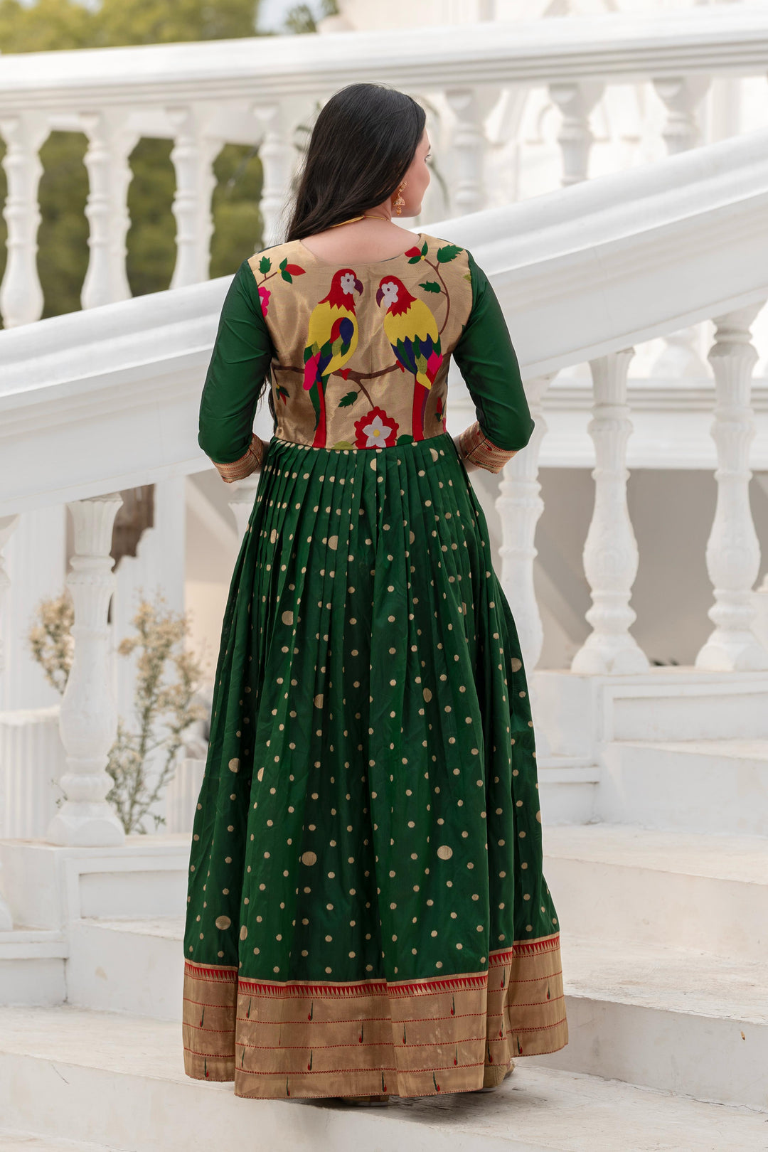 Polka Paithani Silk Gown Set
