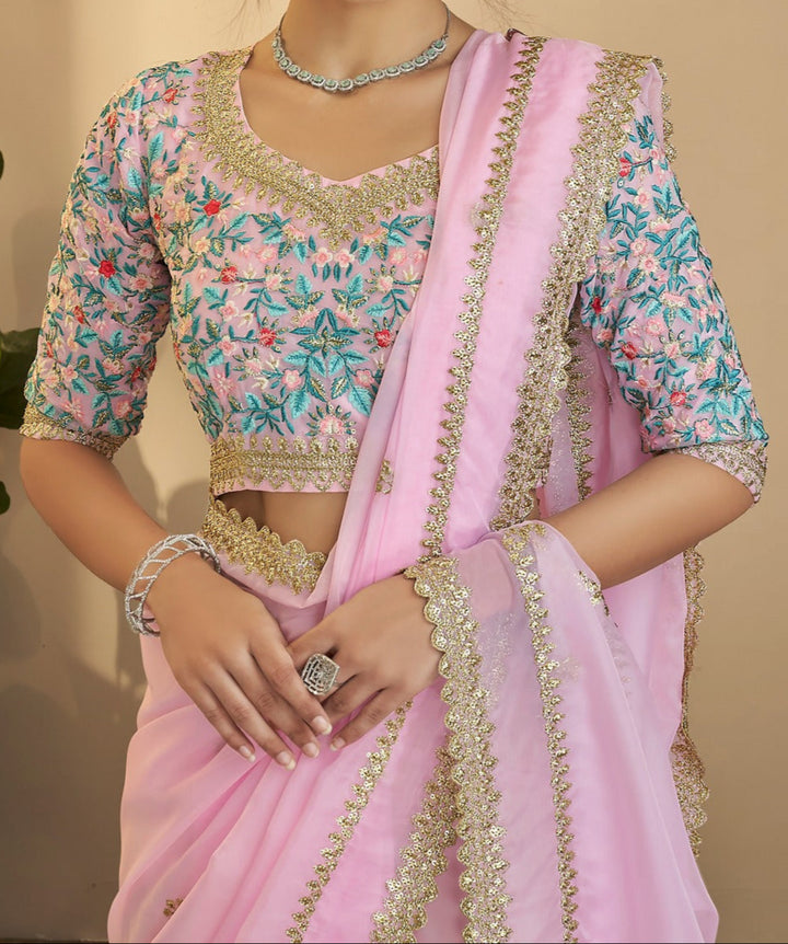 Color Me Pink -Organza  Saree