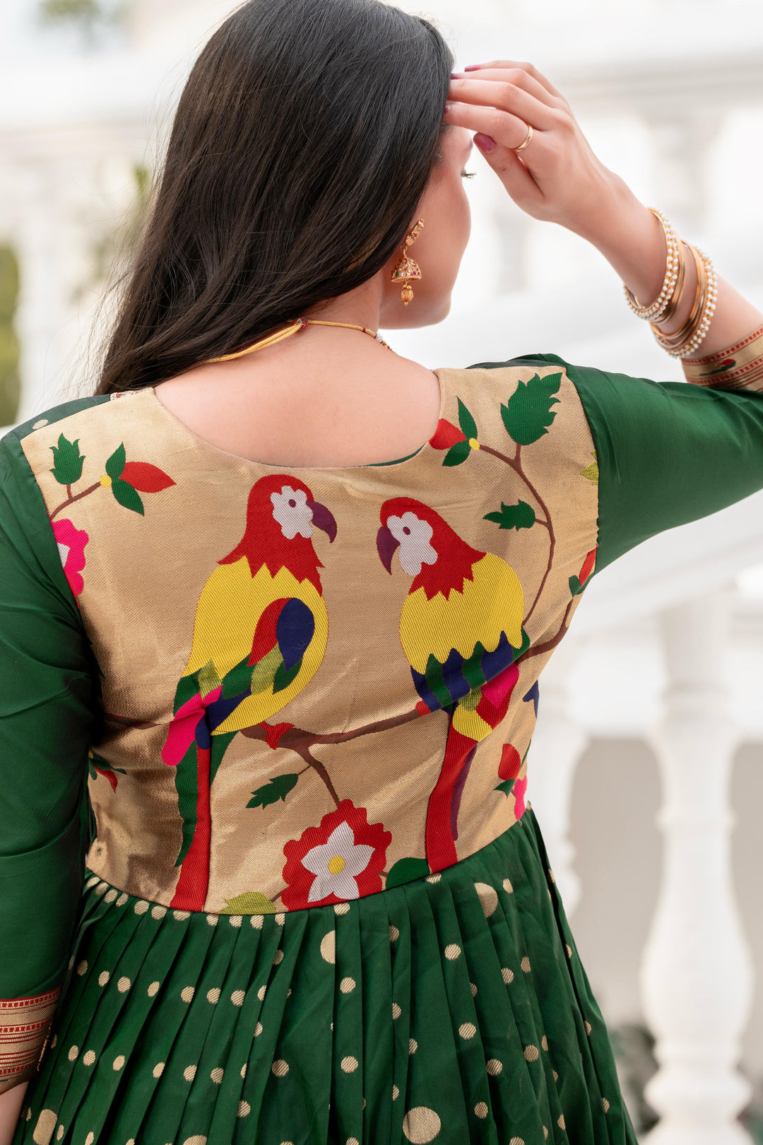 Polka Paithani Silk Gown Set