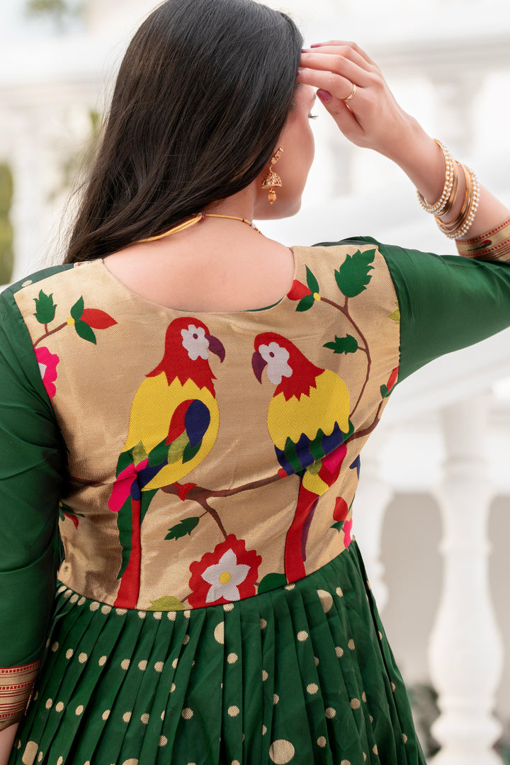 Polka Paithani Silk Gown Set