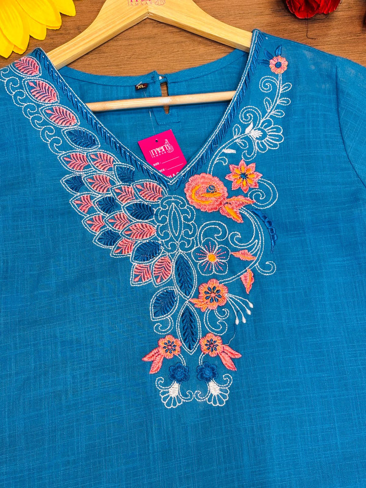 Blue Love- Cotton Kurti Set