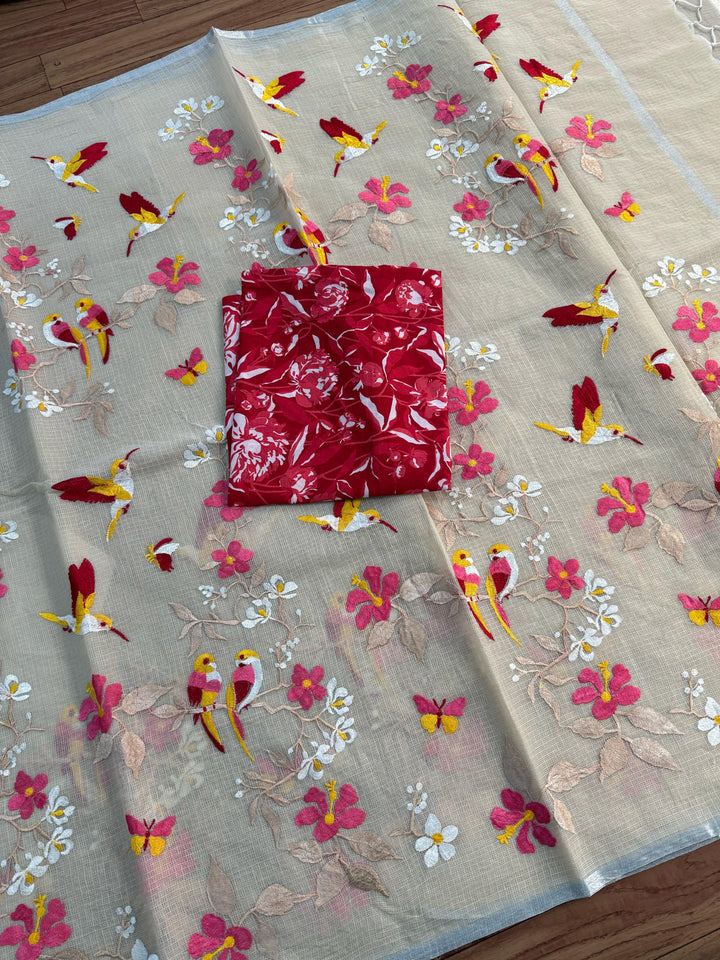 Flaw- Free Embroidery Kota Doriya Saree