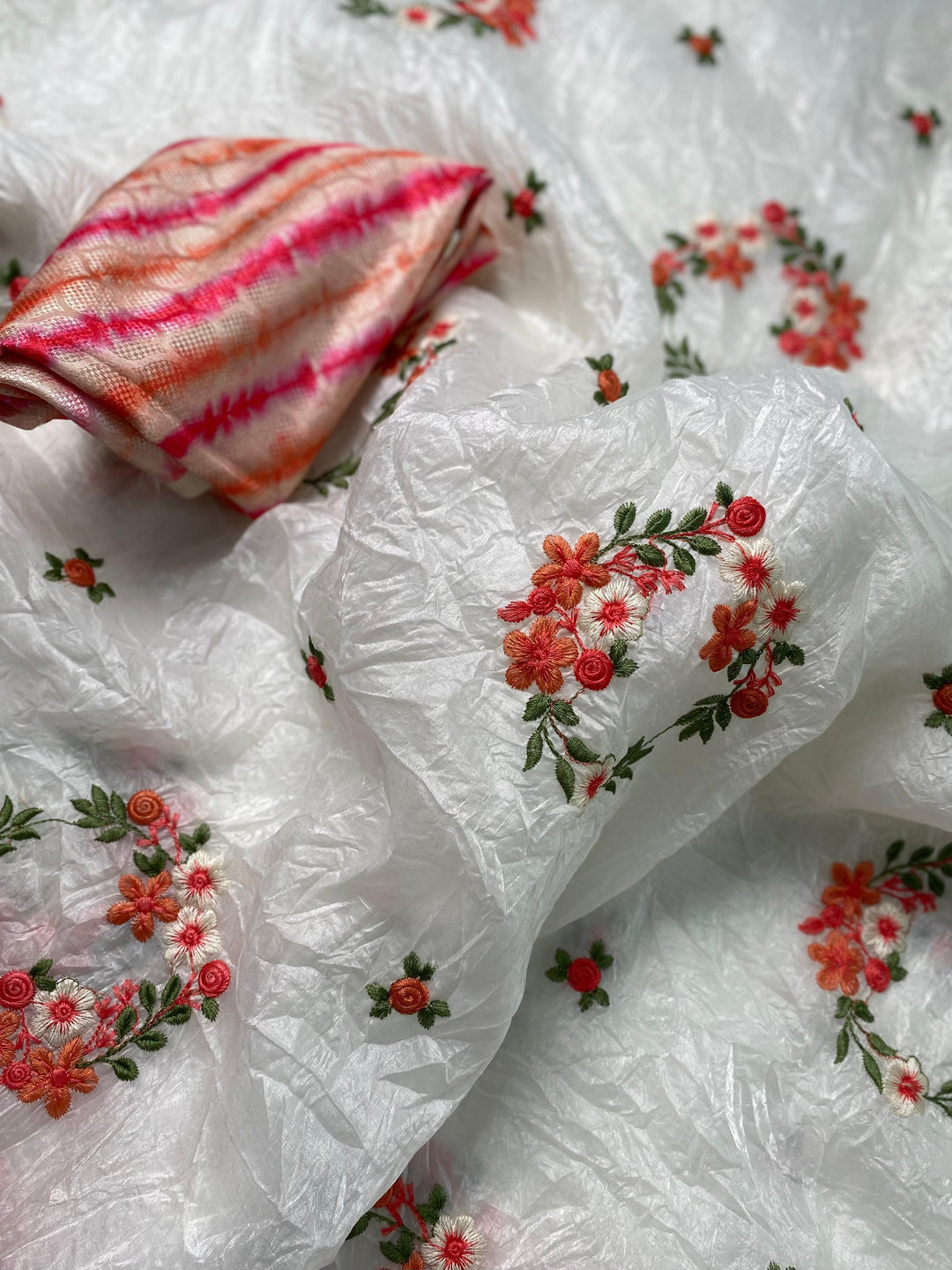 White Breeze - Crush Paper Silk Saree