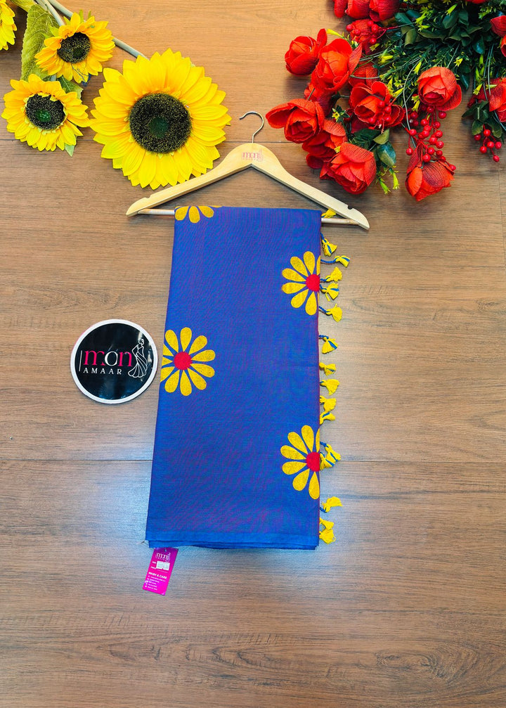 Cheerful Sunflower - Pure Khadi Cotton Sareee