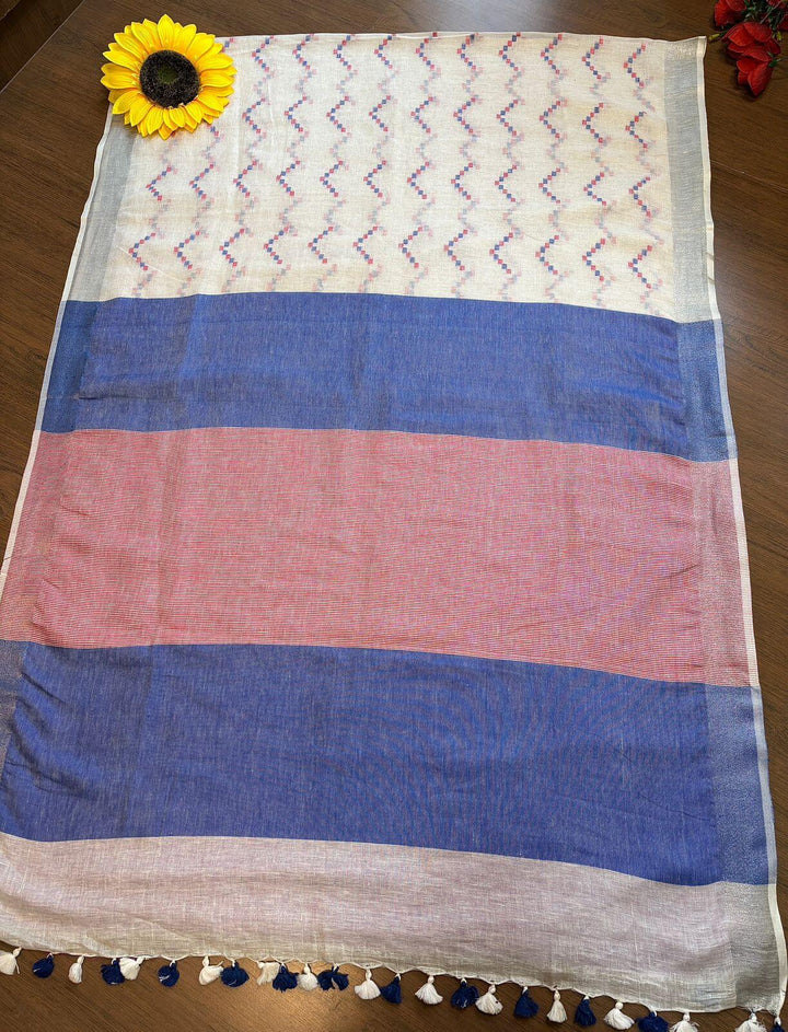 Beautifully Crafted Pure Linen Saree