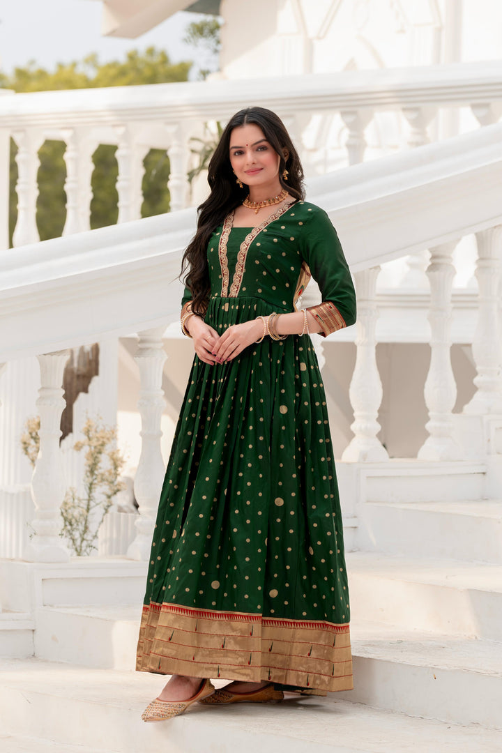 Polka Paithani Silk Gown Set