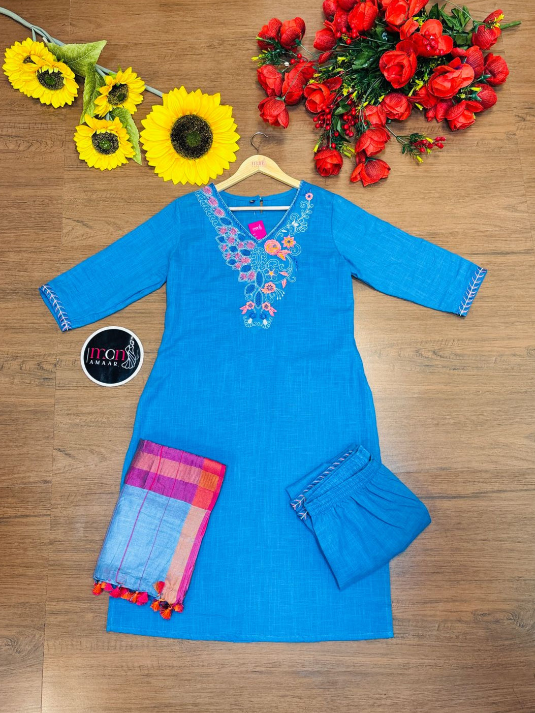 Blue Love- Cotton Kurti Set