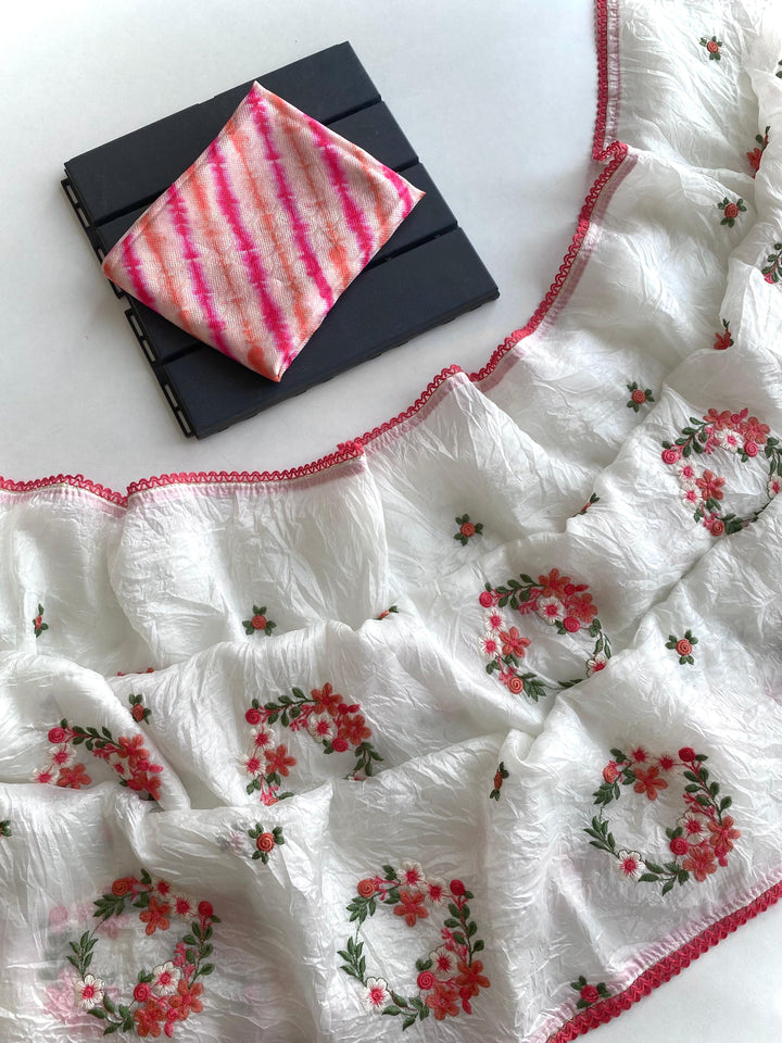 White Breeze - Crush Paper Silk Saree