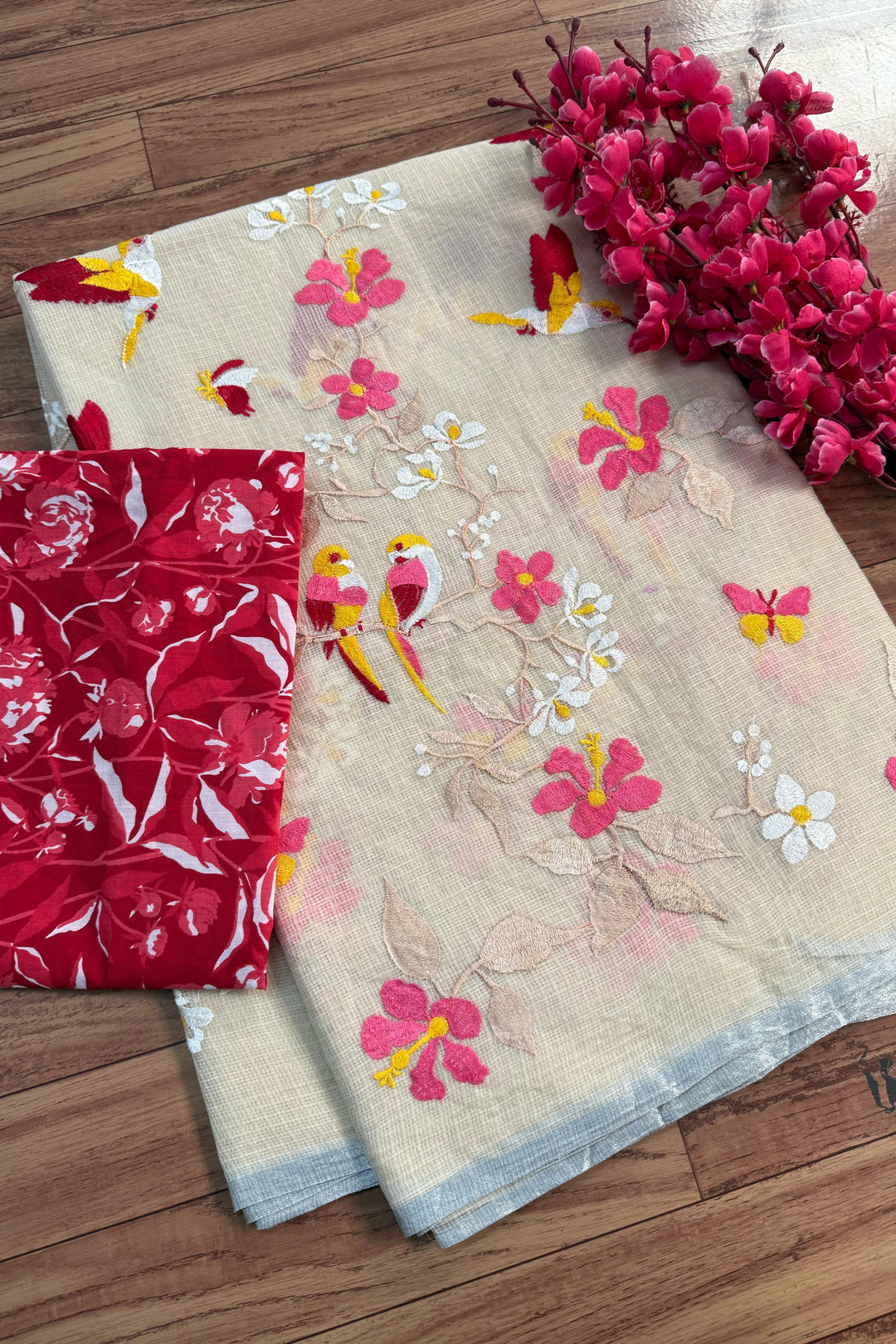 Flaw- Free Embroidery Kota Doriya Saree