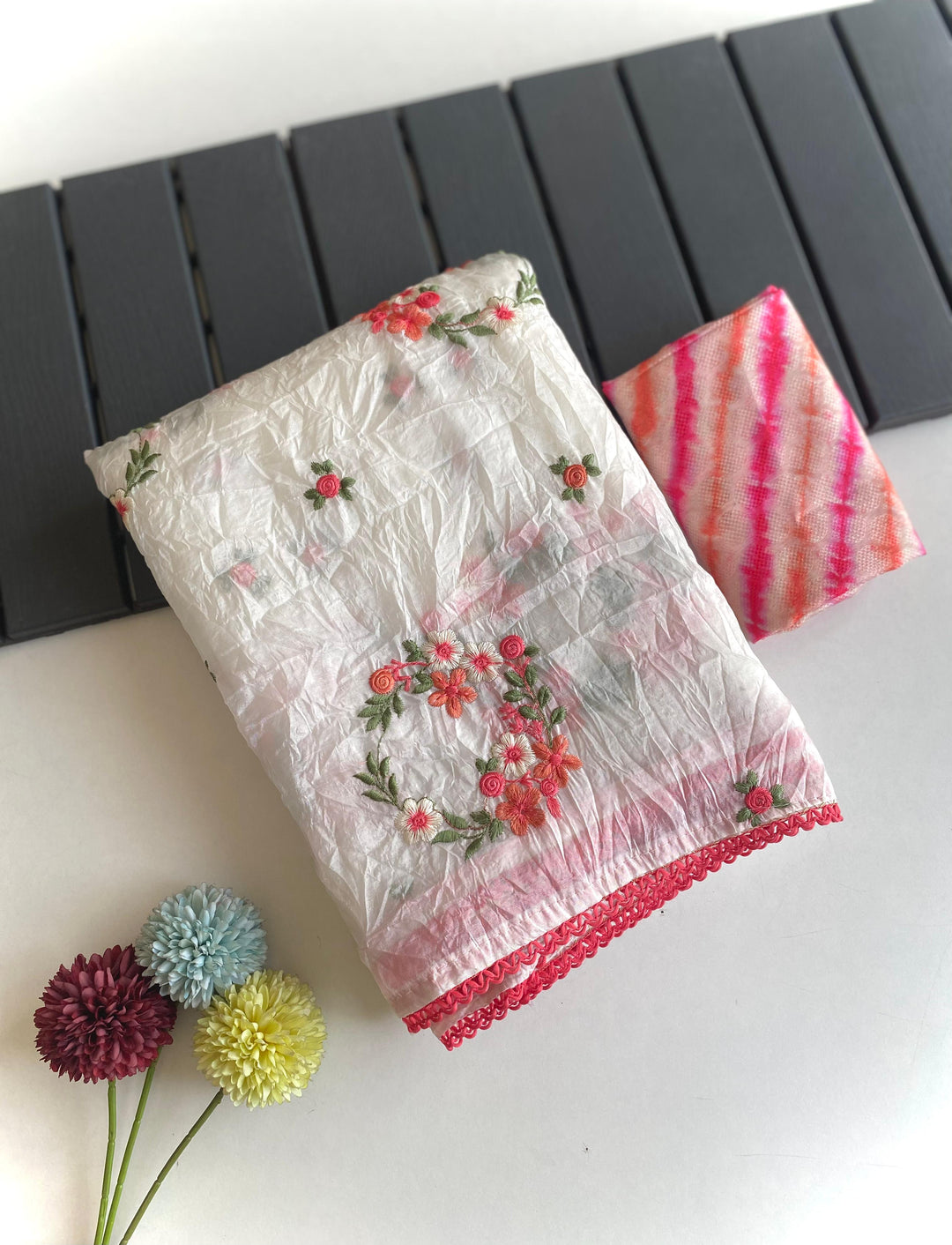 White Breeze - Crush Paper Silk Saree