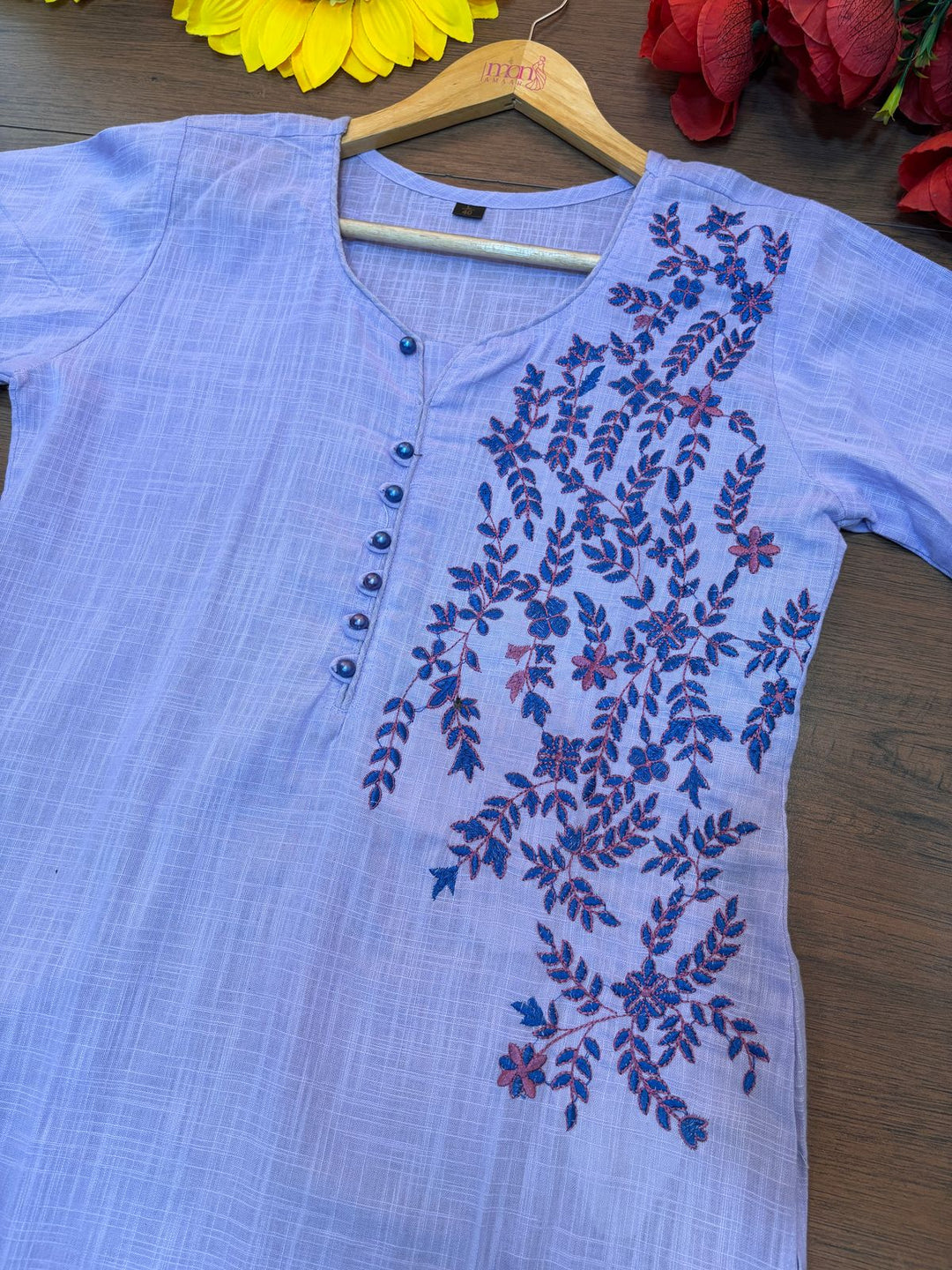 Bhaasha- Khadi Cotton Kurti Set with Organza Dupatta