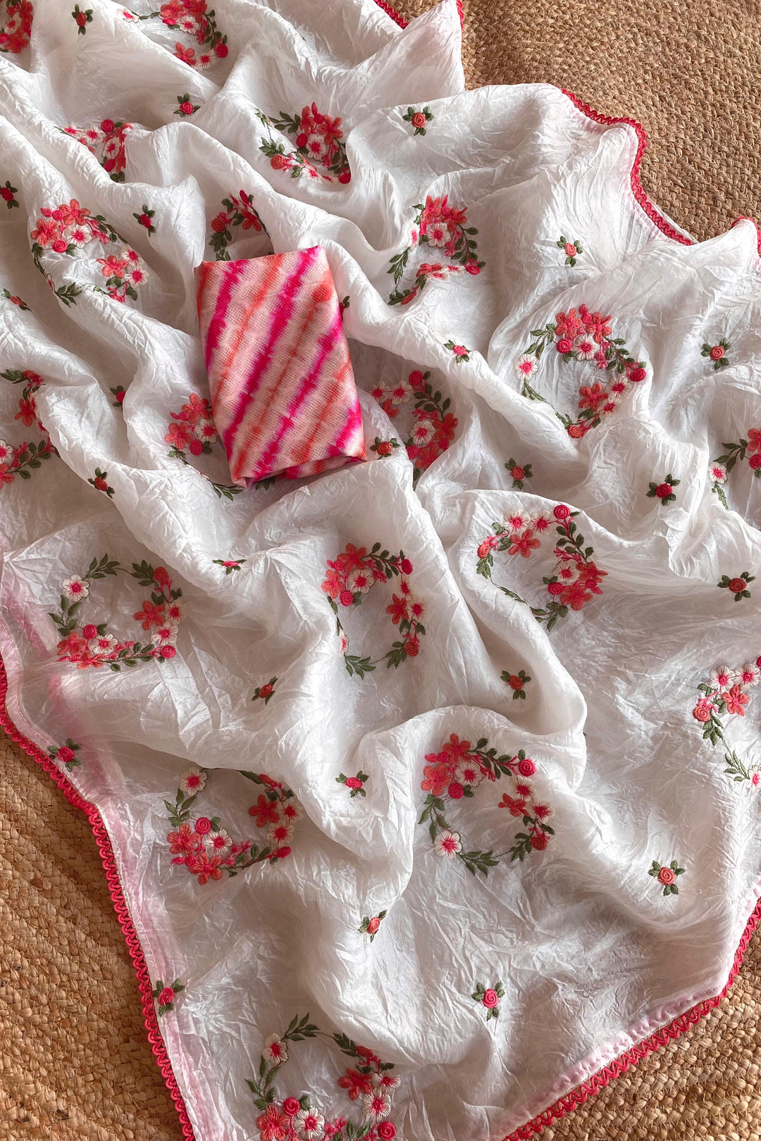 White Breeze - Crush Paper Silk Saree