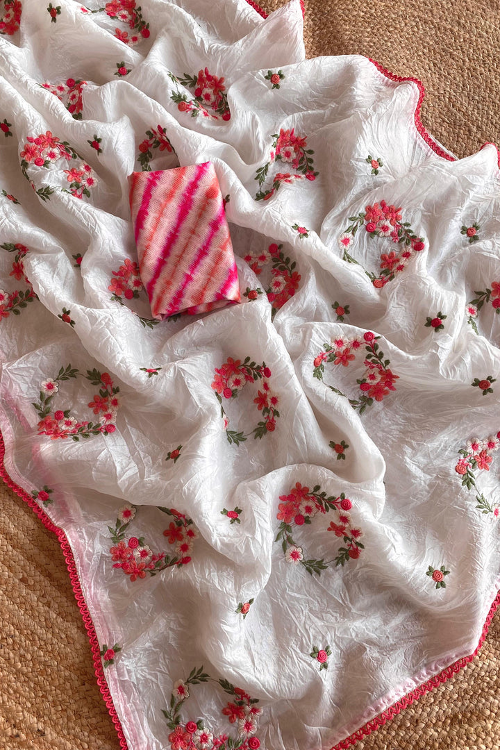 White Breeze - Crush Paper Silk Saree