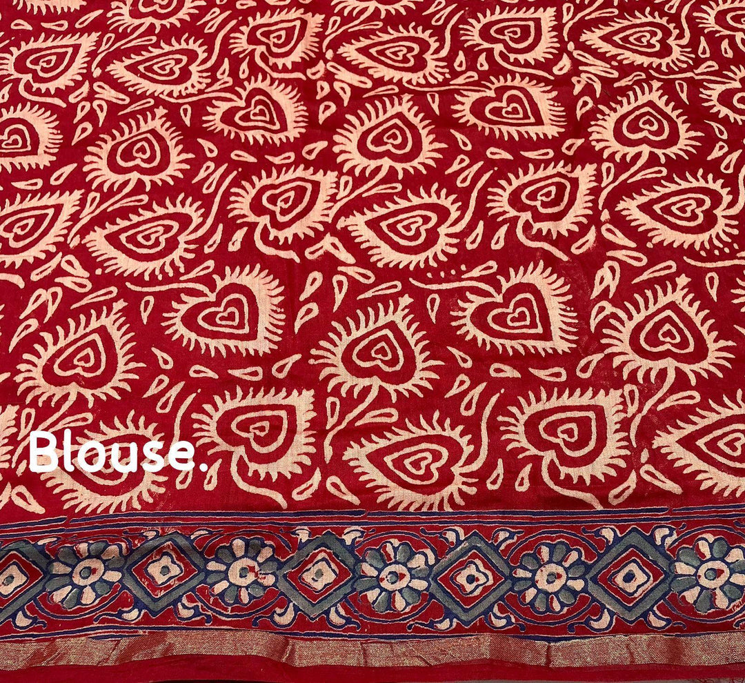 Ajrakh Style Chanderi Cotton Saree