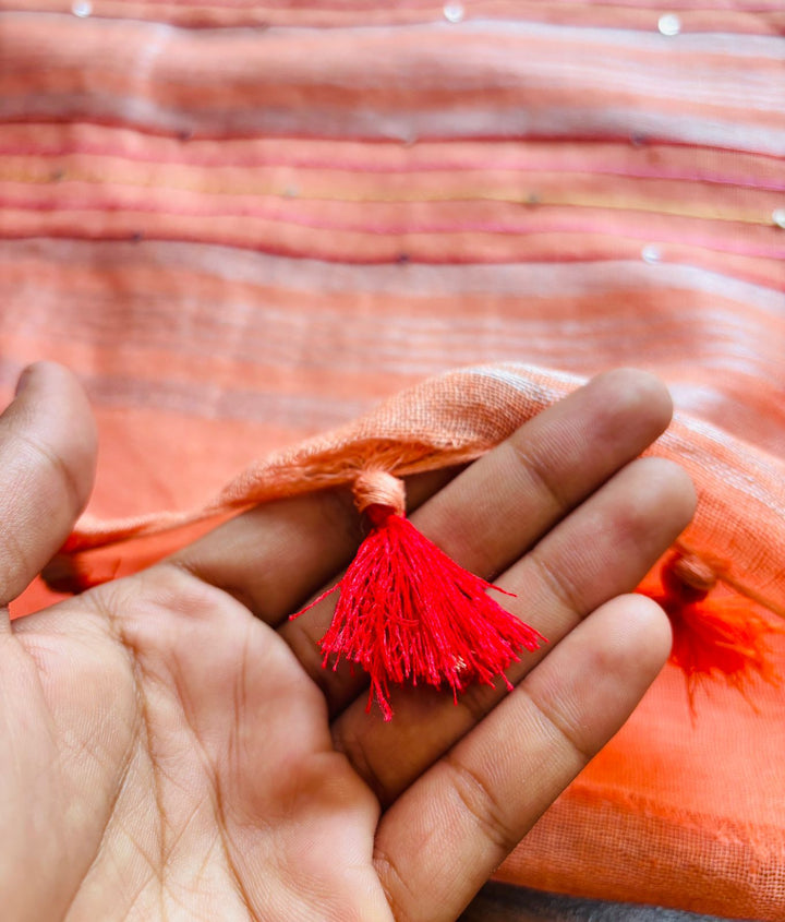 Arty-Crafty Pure Hand Embroidered Linen Saree