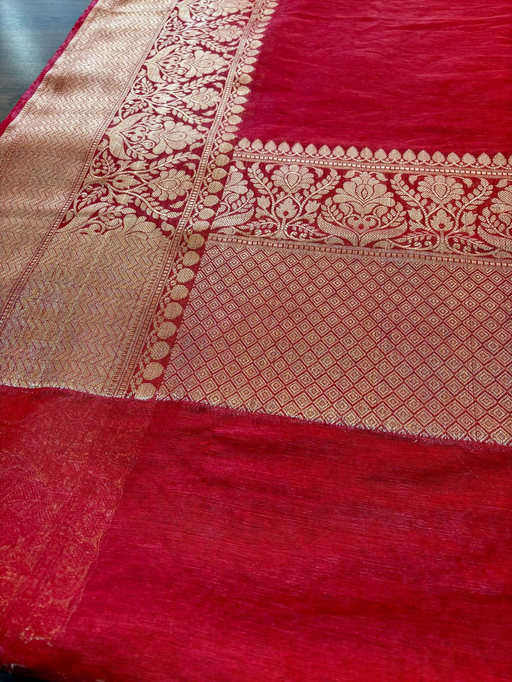 Pure Handwoven Silk Linen Banarasi