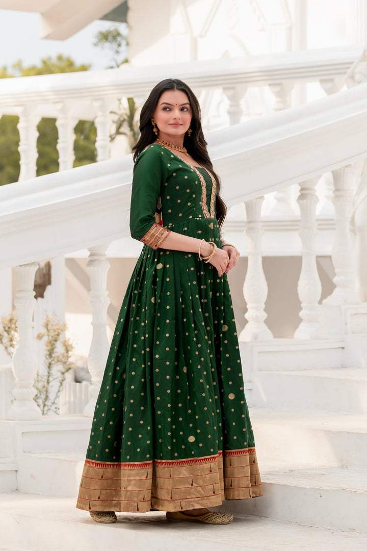 Polka Paithani Silk Gown Set