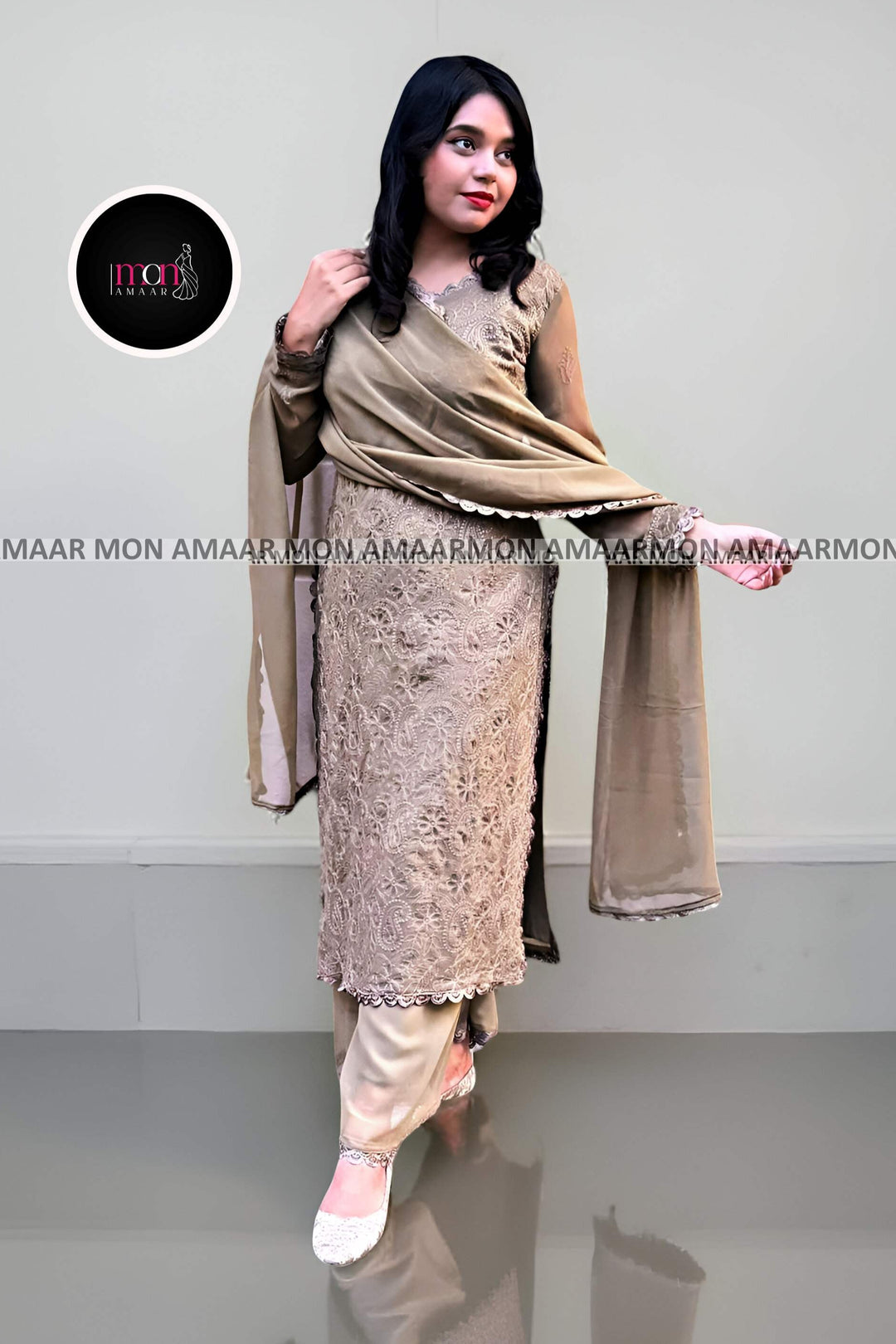 Falling In Love- Georgette Kurti Set