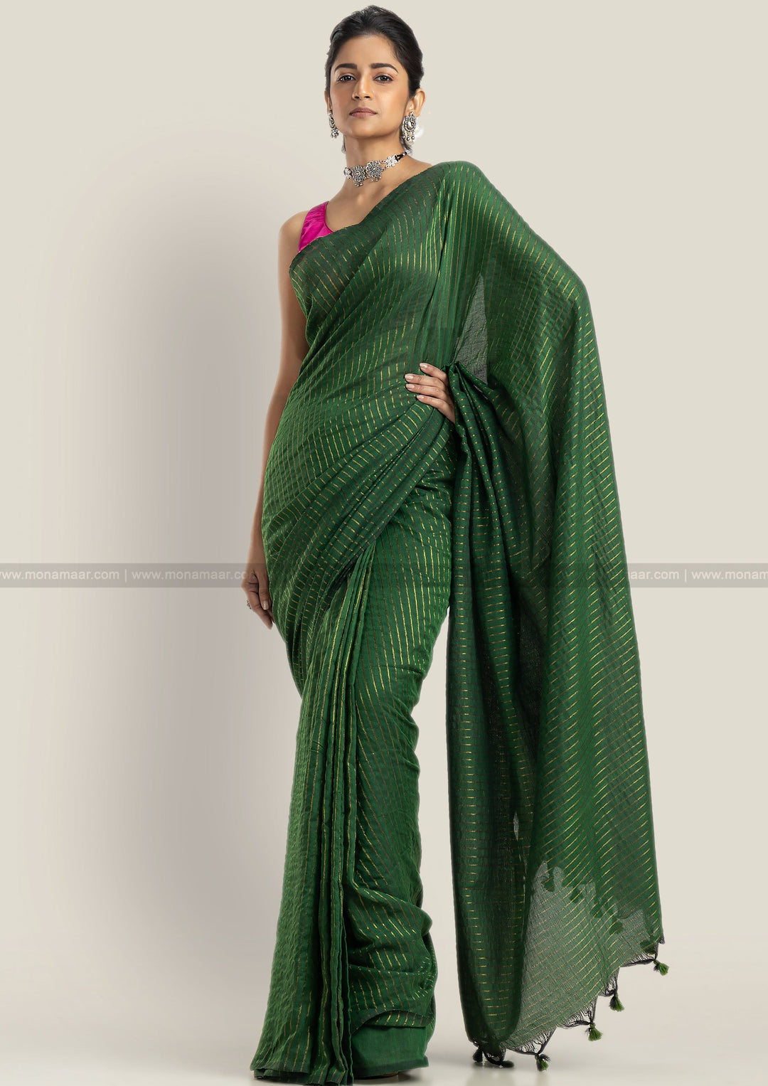 Bengal Khadi Saree Green