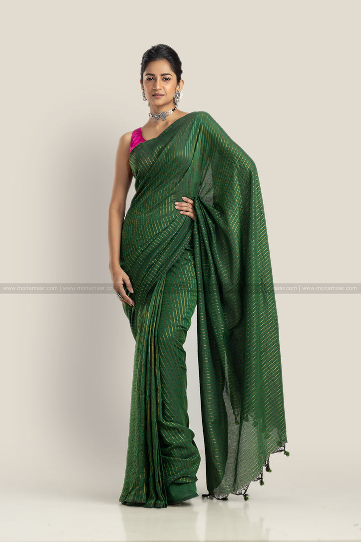 Bengal Khadi Saree Green