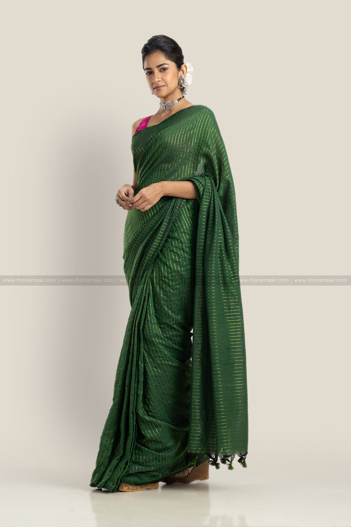 Bengal Khadi Saree Green
