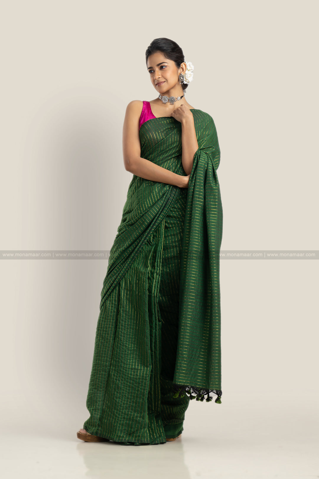 Bengal Khadi Saree Green