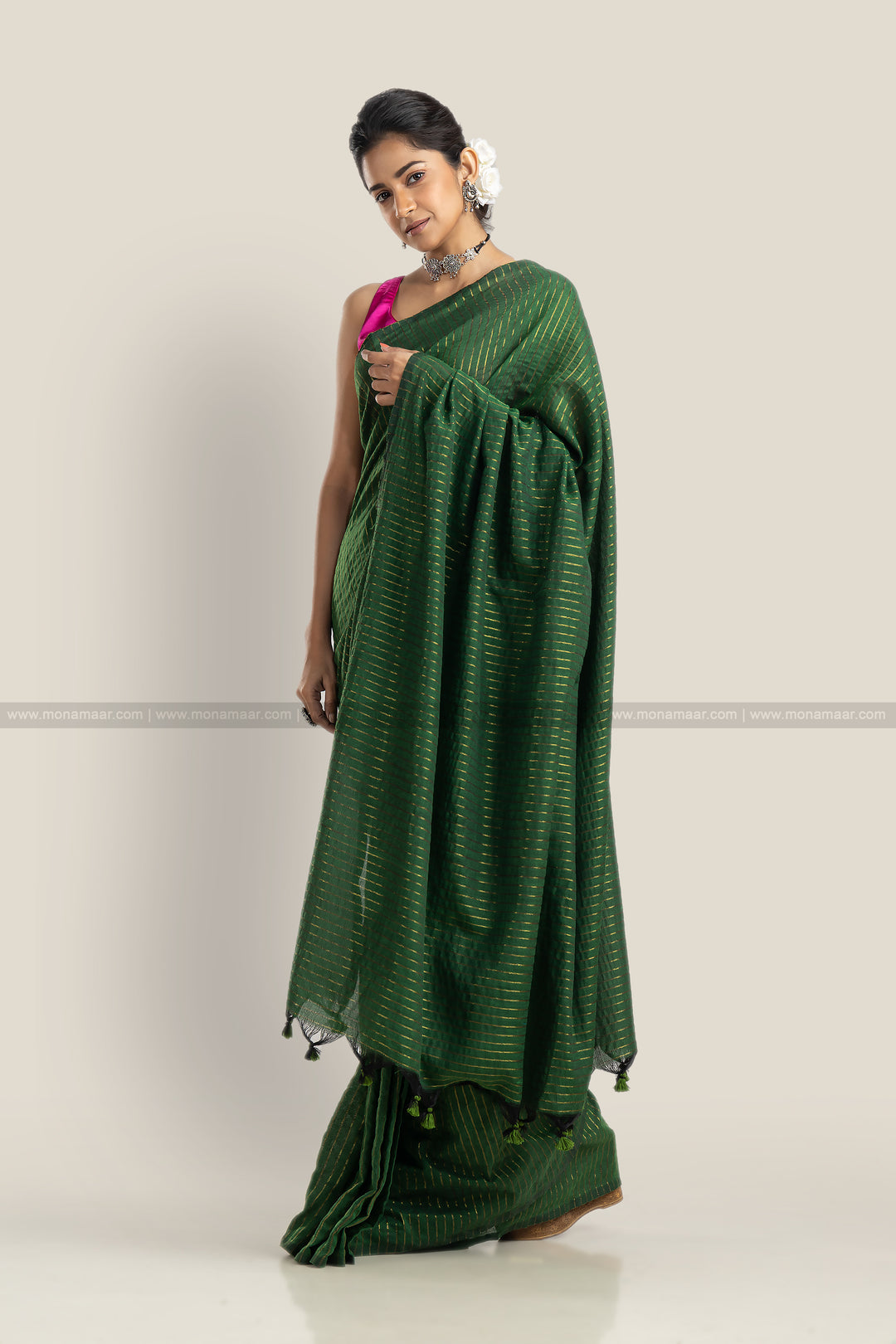 Bengal Khadi Saree Green